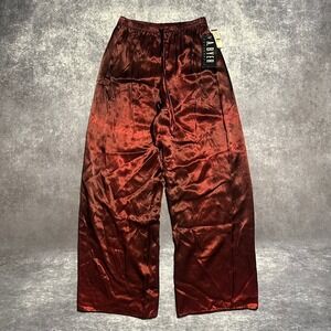 Vintage A BYER California Satin Wide Leg Pants Loungewear Wine Red Women's Large